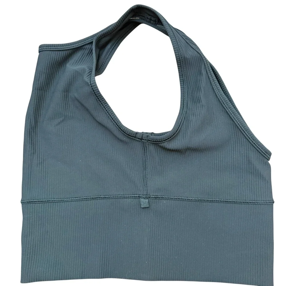 Lululemon Ribbed Longline Bra Tank Black 6 Small Wireless V Neck Crop Top